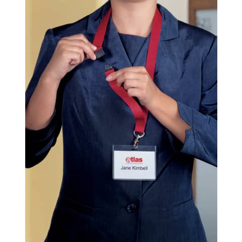 Cordoncino per portabadge DURABLE tessuto rosso 20mm x 44cm conf. 10 - 813703